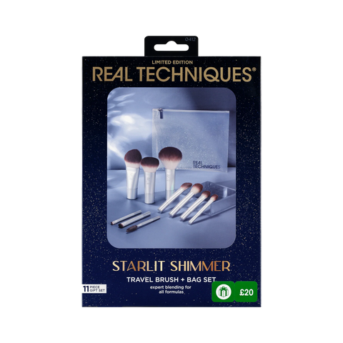 412  Real Techniques Limited Edition Starlit Shimmer Travel Brush + Bag Set