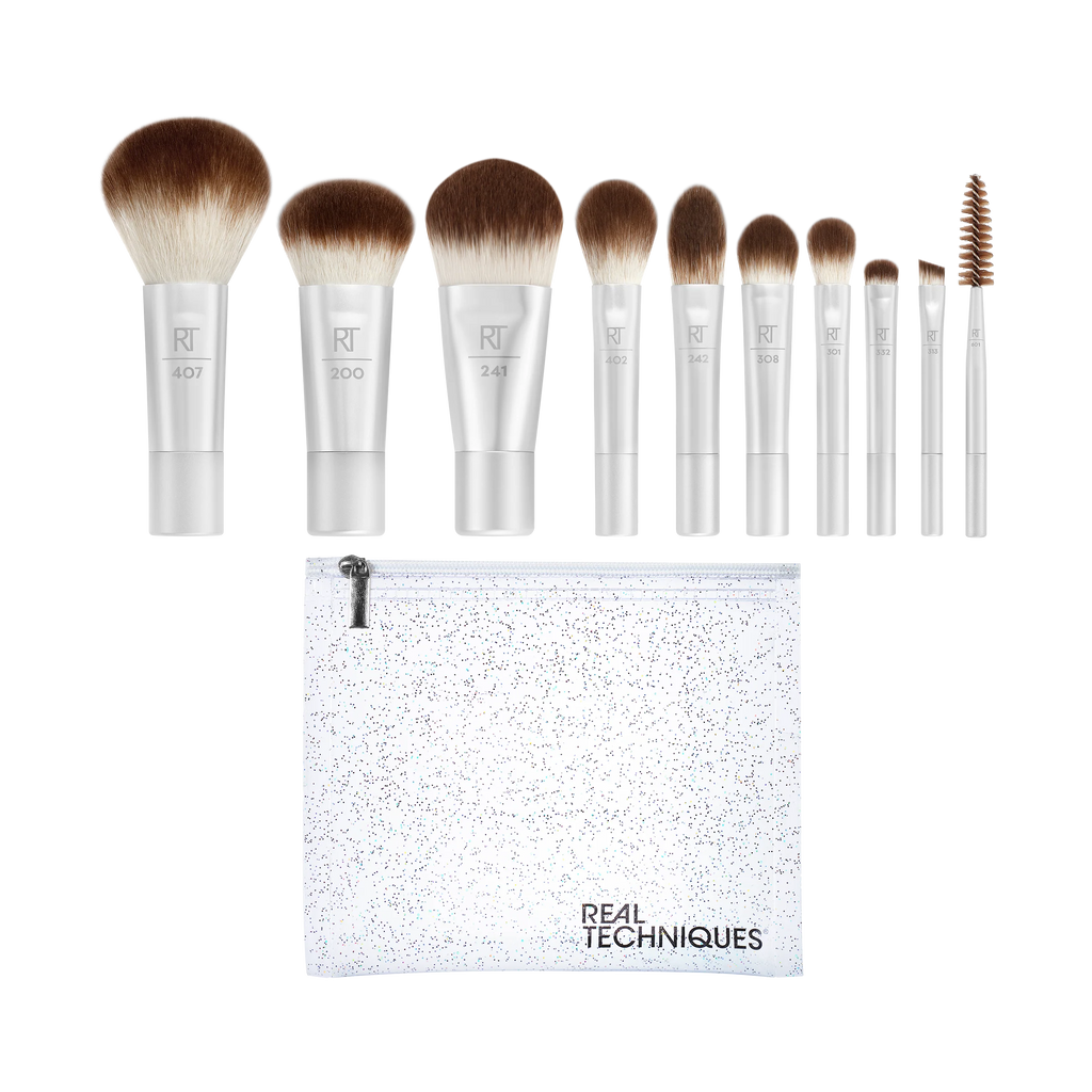 412  Real Techniques Limited Edition Starlit Shimmer Travel Brush + Bag Set
