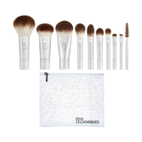 412  Real Techniques Limited Edition Starlit Shimmer Travel Brush + Bag Set