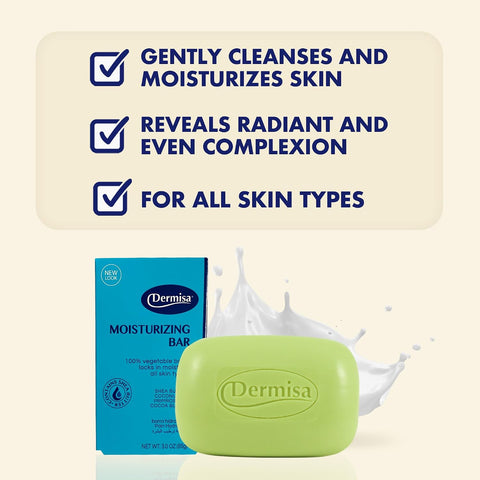Dermisa Moisturizing Bar with Cocoa Butter, Coconut Oil and Shea Butter