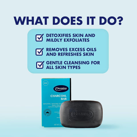 Dermisa Detoxifying Charcoal Bar Soap with Activated Charcoal, Coconut Oil and Shea Butter