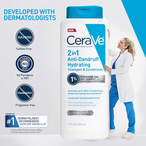 CeraVe Hydrating anti Dandruff Shampoo, Dandruff Treatment - 12 Oz