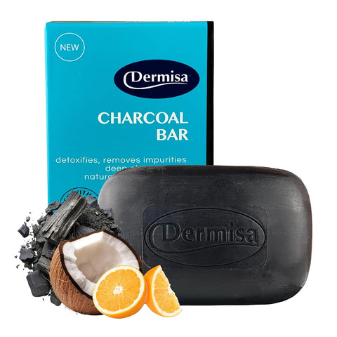 Dermisa Detoxifying Charcoal Bar Soap with Activated Charcoal, Coconut Oil and Shea Butter
