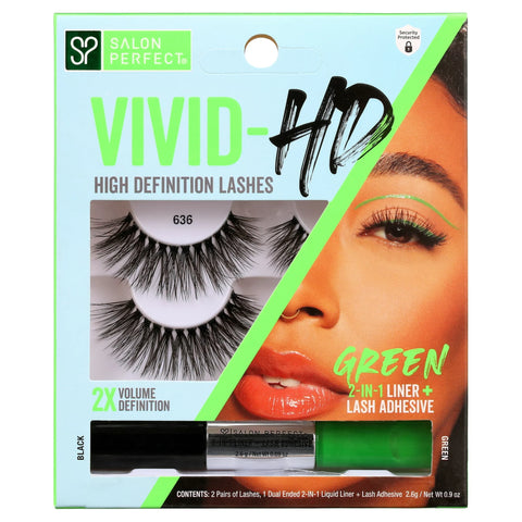 Salon Perfect Vivid-HD Lash & Dual Ended 2-IN-1 Liquid Liner + Lash Adhesive - Black/Green