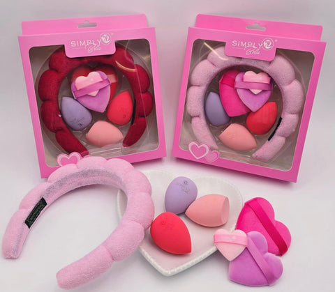 Simply Bella Headband Makeup Tool Set – Pink and Red