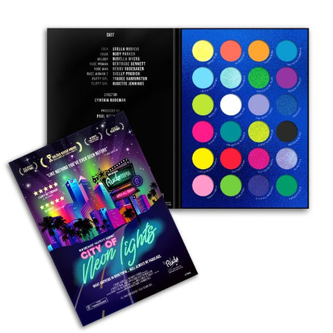 RUDE 24 VIBRANT EYESHADOWS PALETTE "CITY OF NEON LIGHTS"