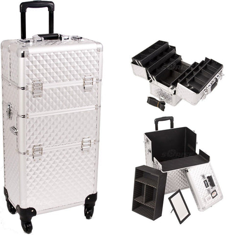 Large Silver 3 in 1 Makeup Travel Case