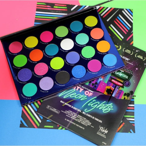 RUDE 24 VIBRANT EYESHADOWS PALETTE "CITY OF NEON LIGHTS"
