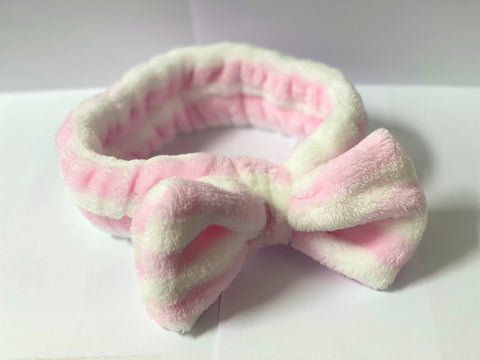 STRIPED PATTERN BOW DETAIL BATH HEADBAND"