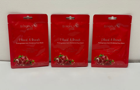 SIMPLY BELLA "I NEED A BREAK" POMEGRANATE ANTI-OXIDATION FACE MASK