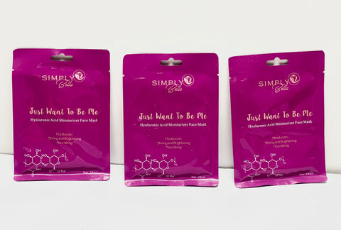 SIMPLY BELLA "JUST WANT TO BE ME" HYALURONIC ACID MOISTURIZER FACE MASK