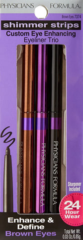 PHYSICIANS FORMULA "SHIMMER STRIPS CUSTOM EYE ENHANCING EYELINER TRIO, BROWN EYES"